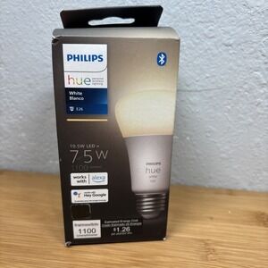 Philips Hue White A19 Medium Lumen Smart Bulb, 1100 Lumens, Bluetooth & Zigbee